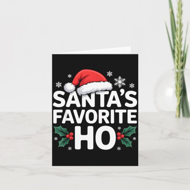 Santa's Favorite Ho Tee Funny Christmas Graphic  Kort (Framsida)