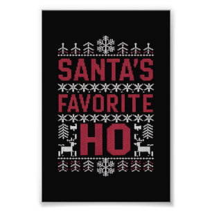 Santa's Favorite Ho Ugly jul Sweater Fototryck