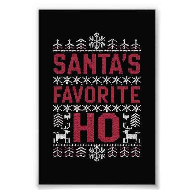 Santa's Favorite Ho Ugly jul Sweater Fototryck (Framsidan)