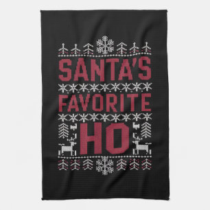Santa's Favorite Ho Ugly jul Sweater Kökshandduk