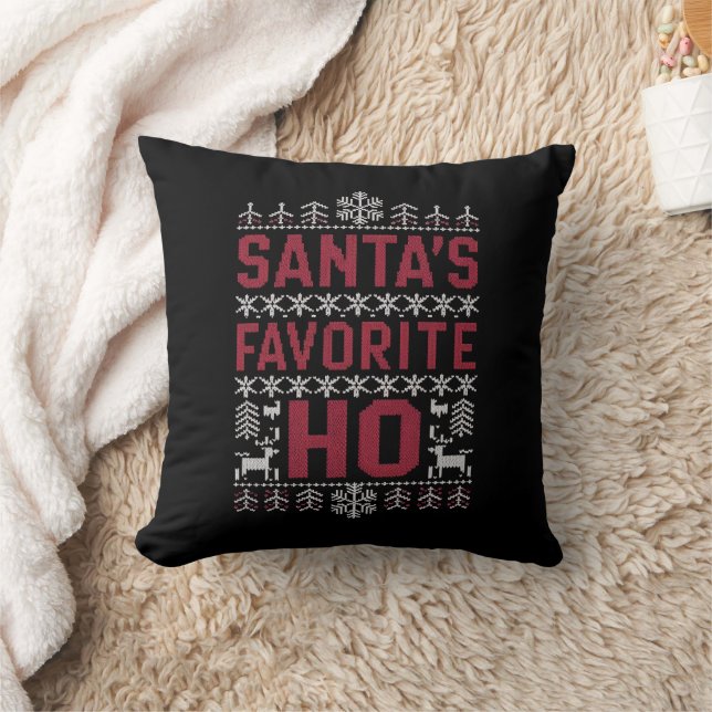 Santa's Favorite Ho Ugly jul Sweater Kudde (Filt)