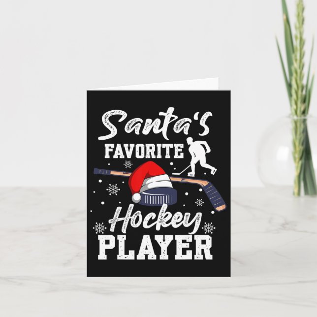 Santa's Favorite Hockey Player jul Pajama Ho Kort (Framsida)