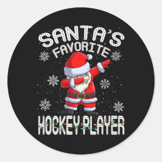 Santa's Favorite Hockey Player Merry Santa Christm Runt Klistermärke