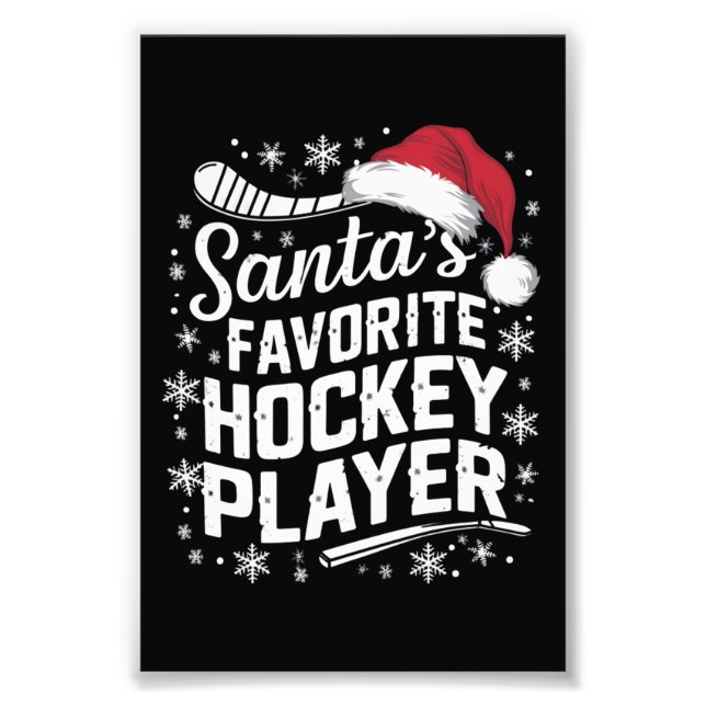 Santa's Favorite Hockey Player Pajama-jul Fototryck (Framsidan)