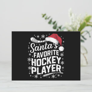 Santa's Favorite Hockey Player Pajama-jul Julkort