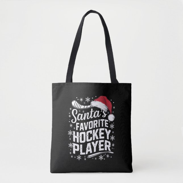 Santa's Favorite Hockey Player Pajama-jul Tygkasse (Framsida)