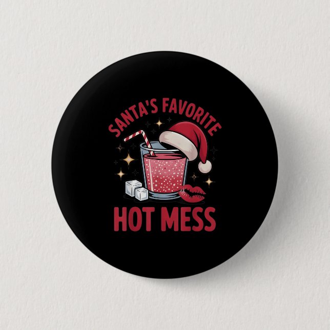 Santa's Favorite Hot Mess Christmas Funny Margarit Knapp (Framsida)