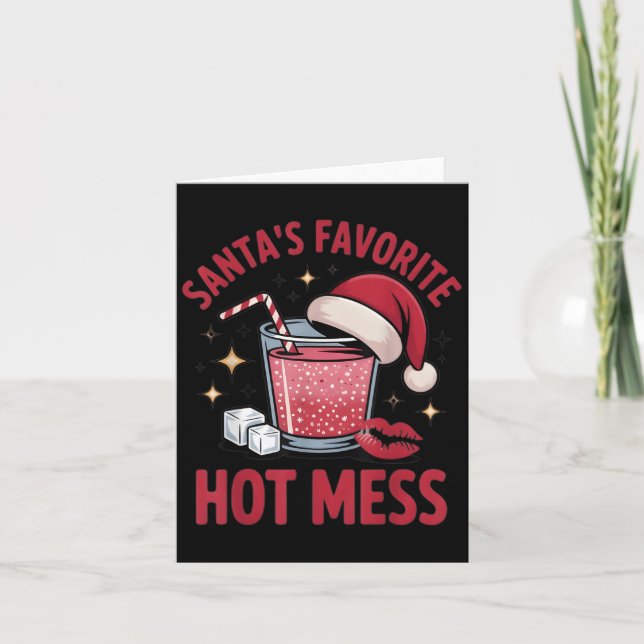 Santa's Favorite Hot Mess Christmas Funny Margarit Kort (Framsida)