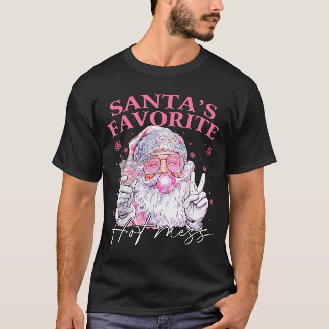 Santa's Favorite Hot Mess Funny Christmas  T Shirt (Framsida)