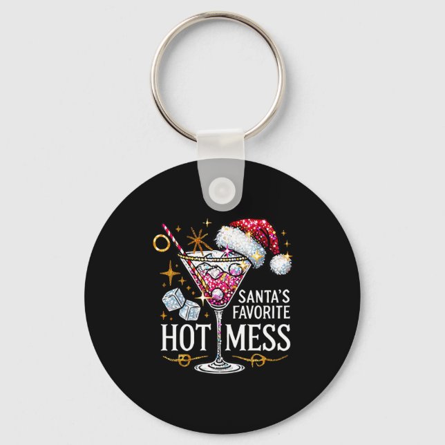 Santa's Favorite Hot Mess Long Sleeve  Nyckelring (Framsida)
