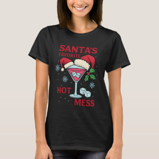Santa's Favorite Hot Mess Martini Print | Icy Xmas T Shirt