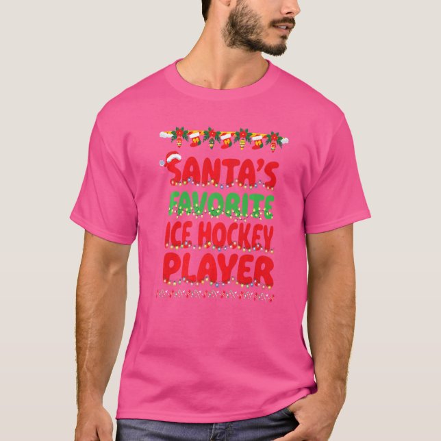 Santa's Favorite Ice Hockey Player X mas Idea Mana T Shirt (Framsida)