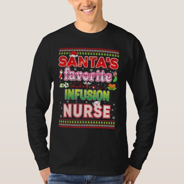 Santa's Favorite Infusion Nurse jultomten Ha T Shirt (Framsida)