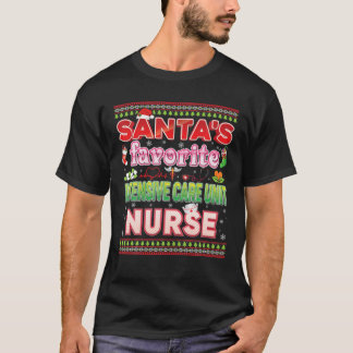 Santa's Favorite Intensive Care Unit Nurse Christm T Shirt