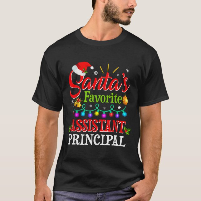 Santa's Favorite Istant Principal Christmas Light  T Shirt (Framsida)