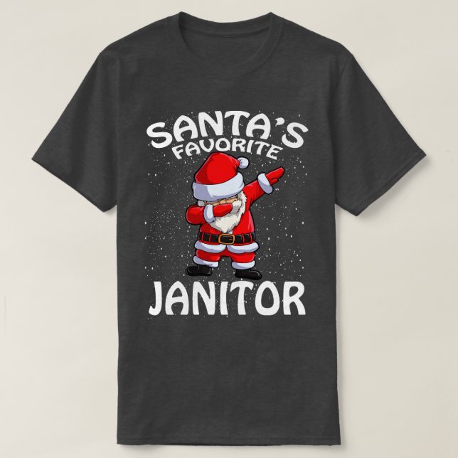 Santas Favorite Janitor jul T Shirt (Design framsida)