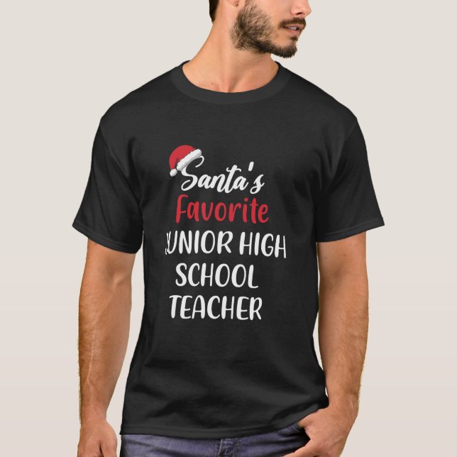 Santas Favorite Junior High School Teacher Christm T Shirt (Framsida)