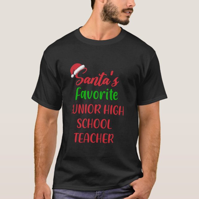 Santas Favorite Junior High School Teacher Christm T Shirt (Framsida)