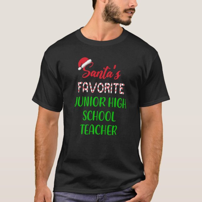 Santas Favorite Junior High School Teacher Chrits T Shirt (Framsida)
