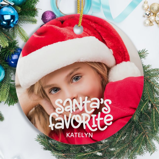 Santa's Favorite Kids Baby Photo jul Julgransprydnad Keramik (Skapare uppladdad)