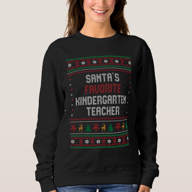 Santas Favorite Kindergarten Teacher       Chritsm T Shirt (Framsida)