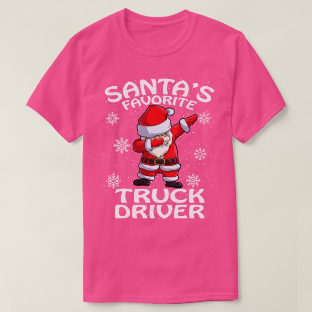 Santas Favorite Lastbil Driver jul 2 T Shirt (Design framsida)
