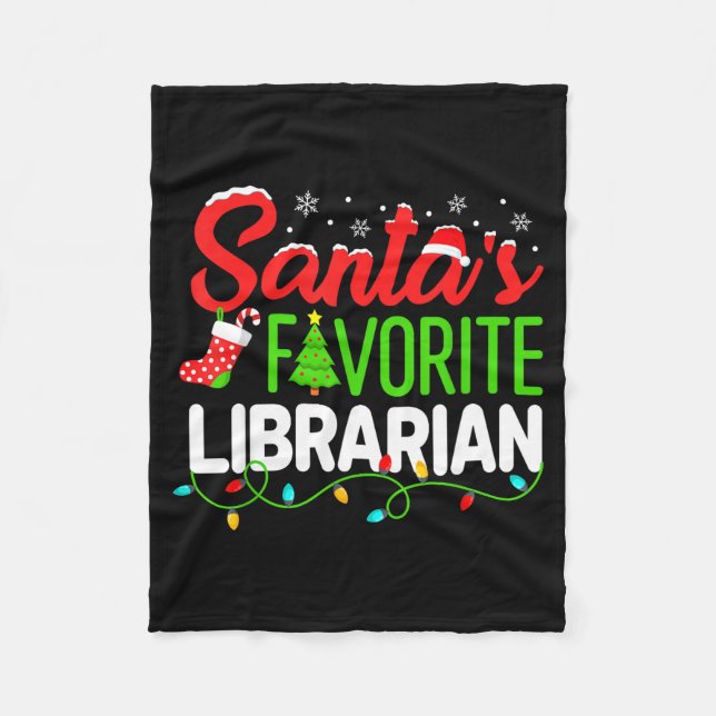 Santa's Favorite Librarian Christmas Library Book  Fleecefilt (Framsidan)