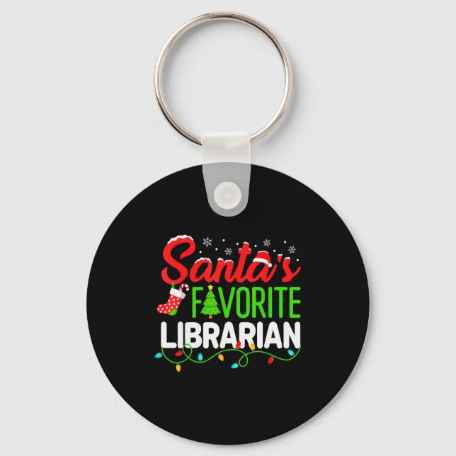 Santa's Favorite Librarian Christmas Library Book  Nyckelring (Framsida)