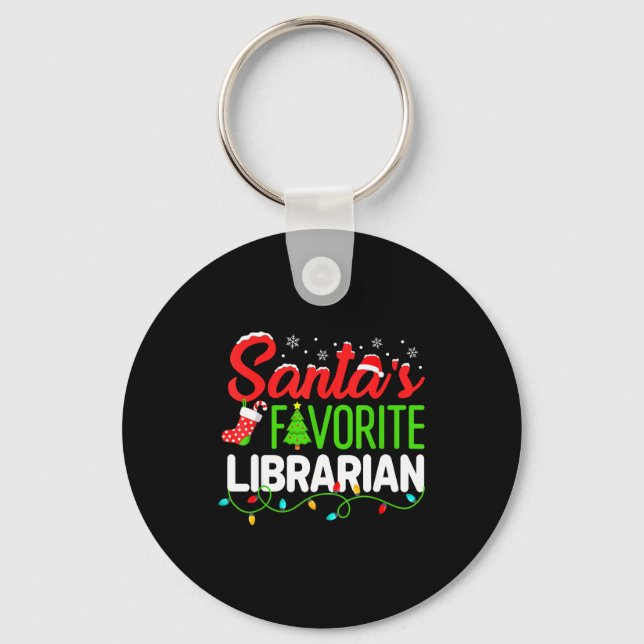 Santa's Favorite Librarian Christmas Library Book  Nyckelring (Framsida)