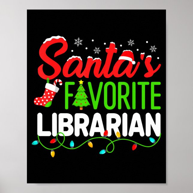 Santa's Favorite Librarian Christmas Library Book  Poster (Framsidan)