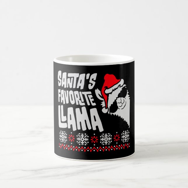 Santa's Favorite Llama Cool Sunglasses Side XMas Kaffemugg (Center)