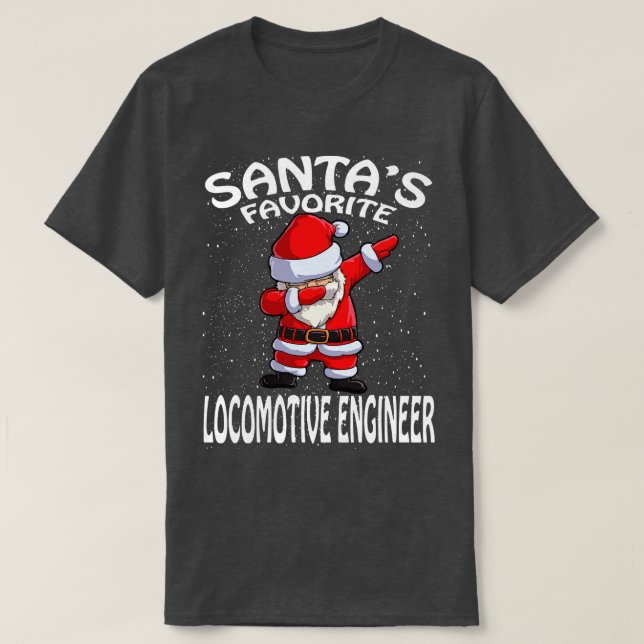 Santas Favorite Locomotive Ingenjör jul T Shirt (Design framsida)