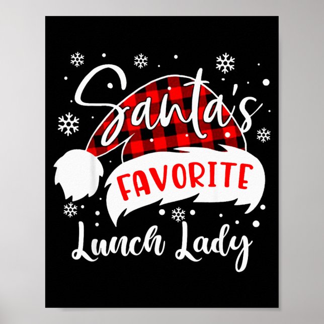 Santa's Favorite Lunch Lady Hat Flannel Christmas  Poster (Framsidan)