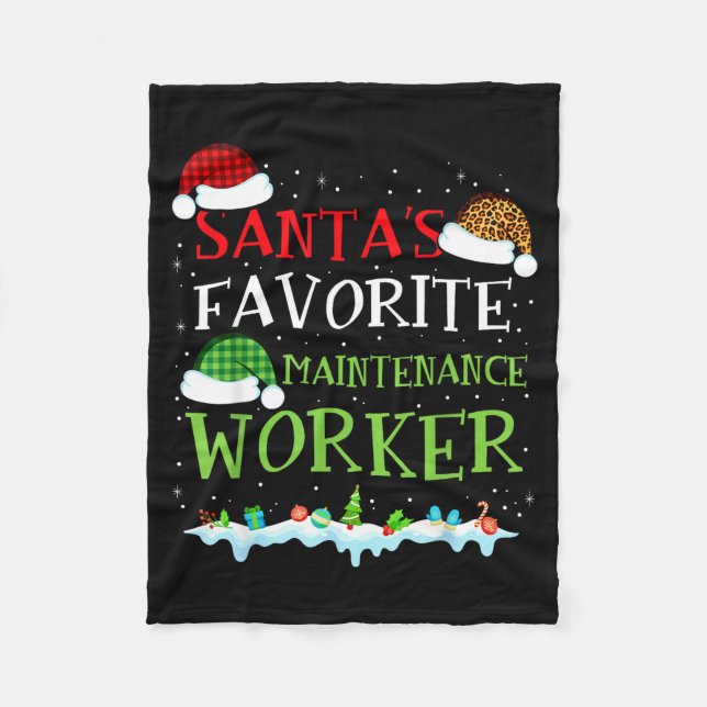 Santa's Favorite Maintenance Worker Fun Christmas  Fleecefilt (Framsidan)