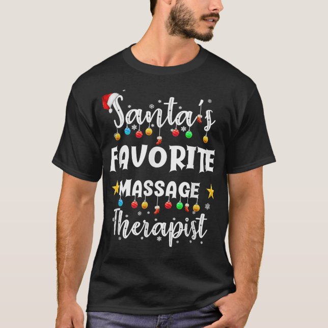 Santa's Favorite Massage Therapist Christmas Massa T Shirt (Framsida)