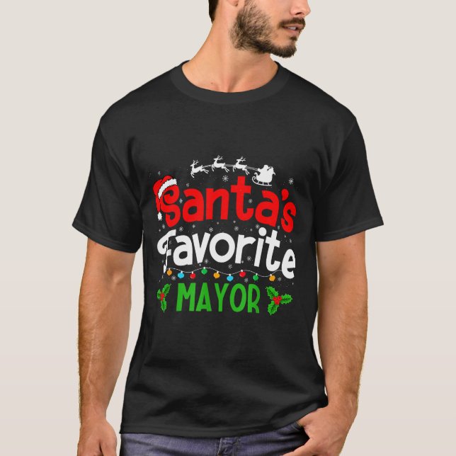 Santa's Favorite Mayor Christmas Party  T Shirt (Framsida)