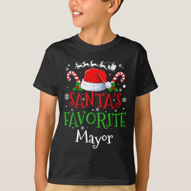 Santa's Favorite Mayor Christmas Party  T Shirt (Framsida)