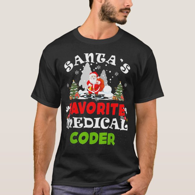 Santas Favorite Medical Coder Funny julklapp T Shirt (Framsida)