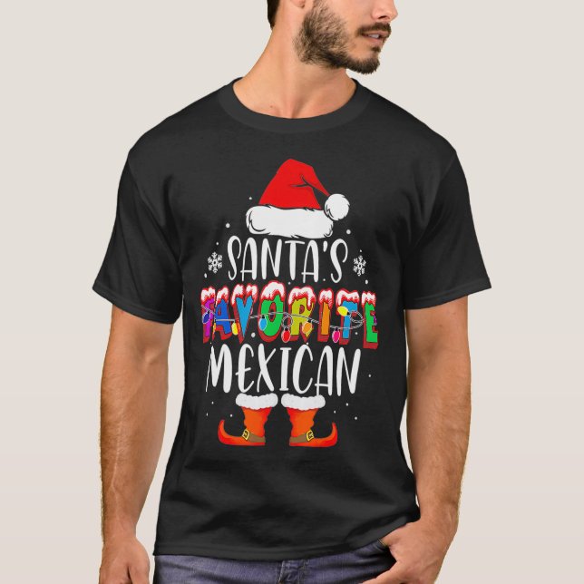 Santas Favorite Mexican Finny jultomten Gift T Shirt (Framsida)