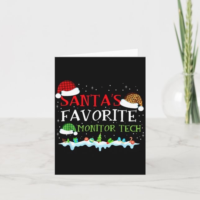 Santa's Favorite Monitor Tech Fun Christmas  Kort (Framsida)