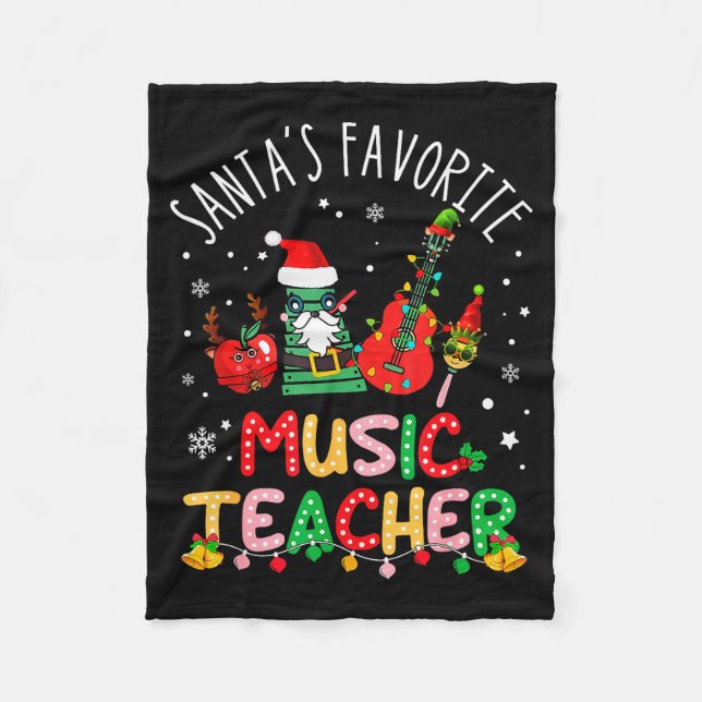 Santa's Favorite Music Teacher Christmas Santa Hat Fleecefilt (Framsidan)