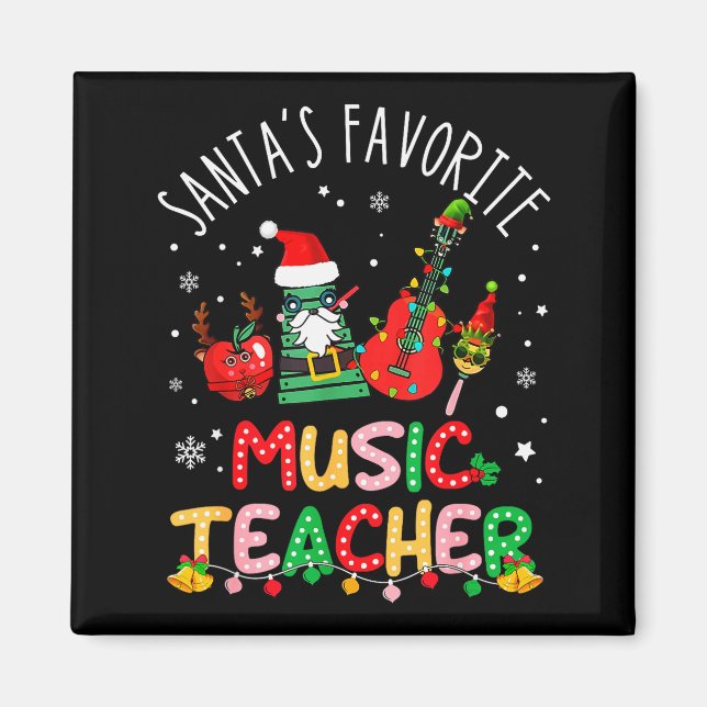 Santa's Favorite Music Teacher Christmas Santa Hat Magnet (Framsidan)