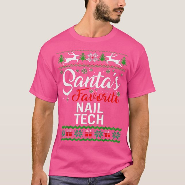 Santas Favorite Nagel Tech-julhelgen, Ugly Family T Shirt (Framsida)