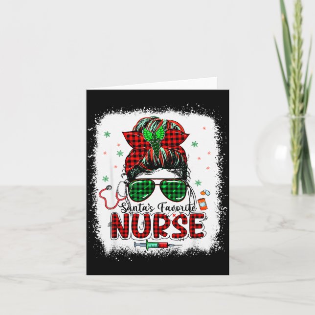Santas Favorite Nurse Christmas Santa Hat Light Me Kort (Framsida)