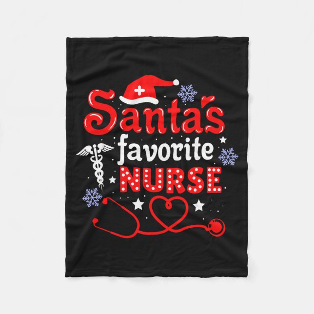 Santa's Favorite Nurse Christmas Short Sleeve  Fleecefilt (Framsidan)