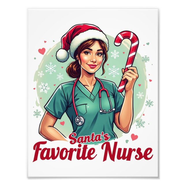 Santa's Favorite Nurse Fototryck (Framsidan)