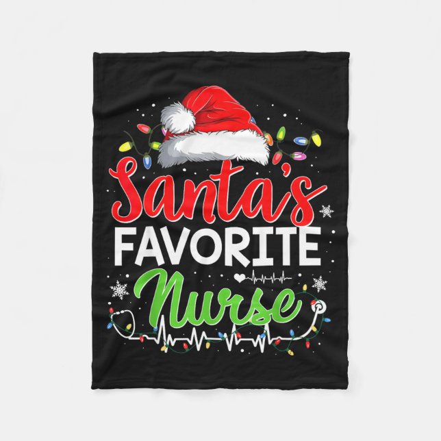 Santa's Favorite Nurse Funny Christmas Nurse Xmas  Fleecefilt (Framsidan)