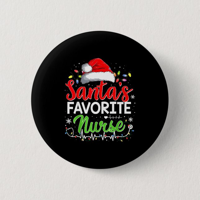 Santa's Favorite Nurse Funny Christmas Nurse Xmas  Knapp (Framsida)