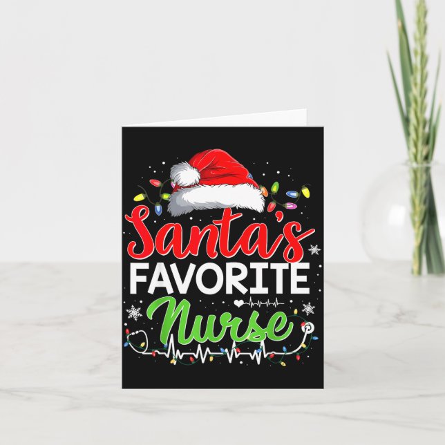 Santa's Favorite Nurse Funny Christmas Nurse Xmas  Kort (Framsida)