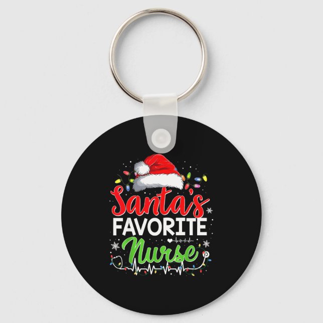 Santa's Favorite Nurse Funny Christmas Nurse Xmas  Nyckelring (Framsida)